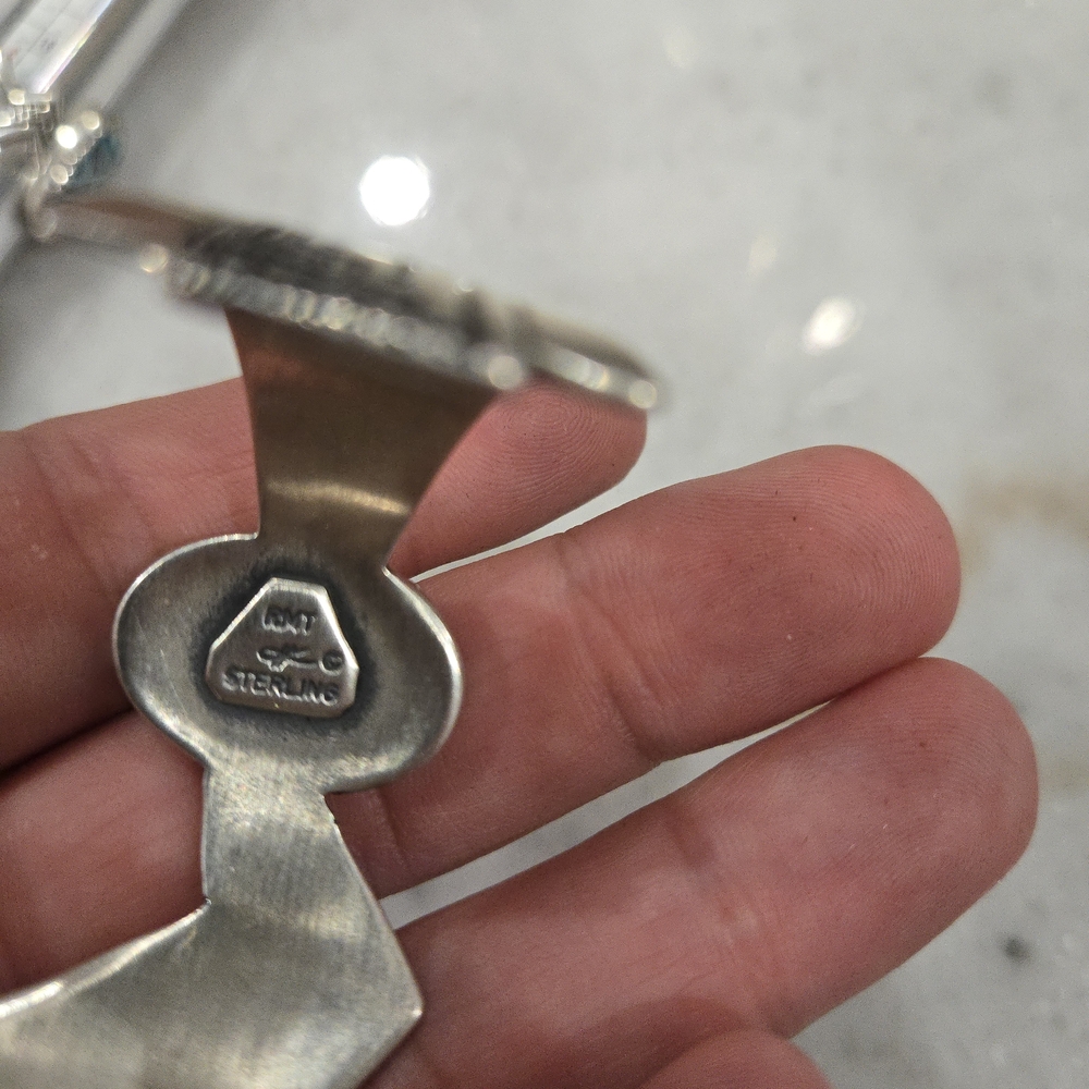 Silver And Blue Geometric Pattern Ring Set - image 5